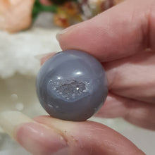 Load image into Gallery viewer, Agate Sphere Crystal Carving on Silver Stand Druzy Stone 20mm 19
