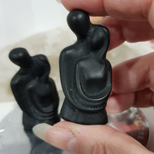 Load image into Gallery viewer, Couple Lovers Black Obsidian Crystal Carving Stone 50mm
