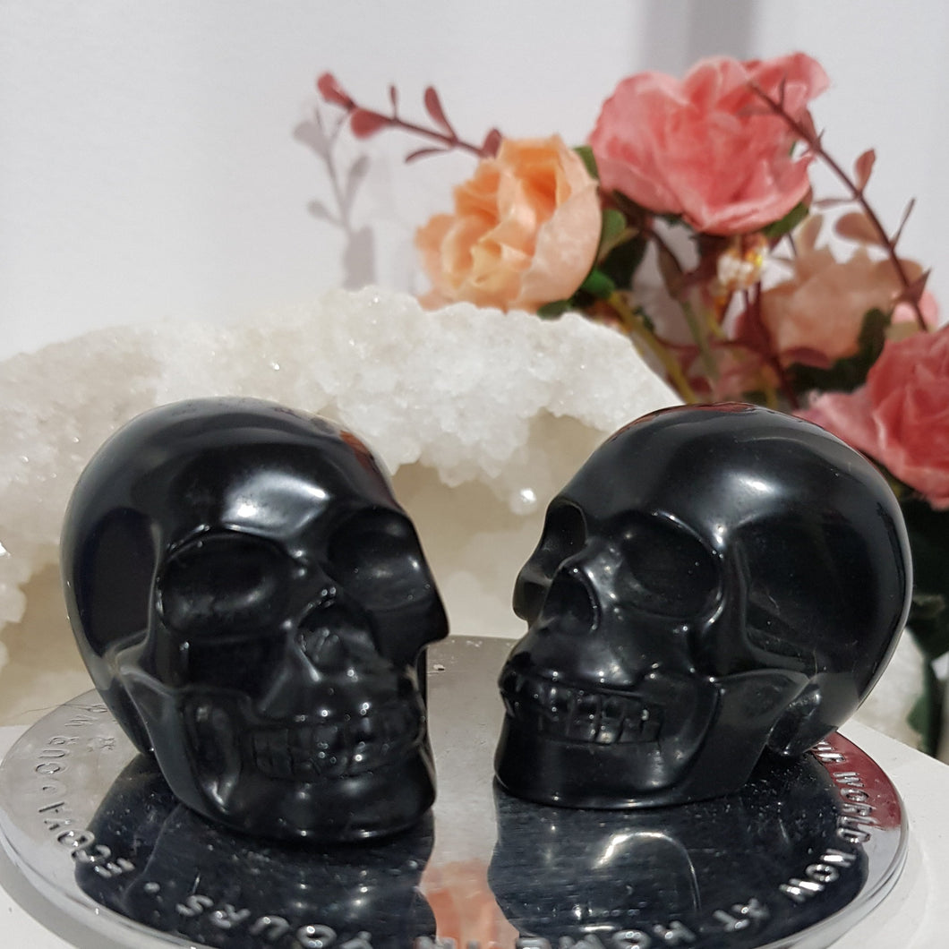 Skull Black Obsidian Crystal Carving Stone 50mm