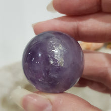 Load image into Gallery viewer, Amethyst Sphere on Silver Stand Crystal Carving Stone 30mm 3
