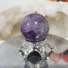 Load image into Gallery viewer, Amethyst Sphere on Silver Stand Crystal Carving Stone 30mm 5
