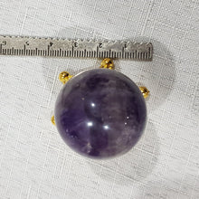 Load image into Gallery viewer, Amethyst Sphere on Gold Stand Crystal Carving Stone 30mm 4
