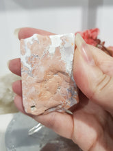 Load image into Gallery viewer, Pink Agate Natural Crystal Off Cut on Stand Stone 60mm 2 COATED
