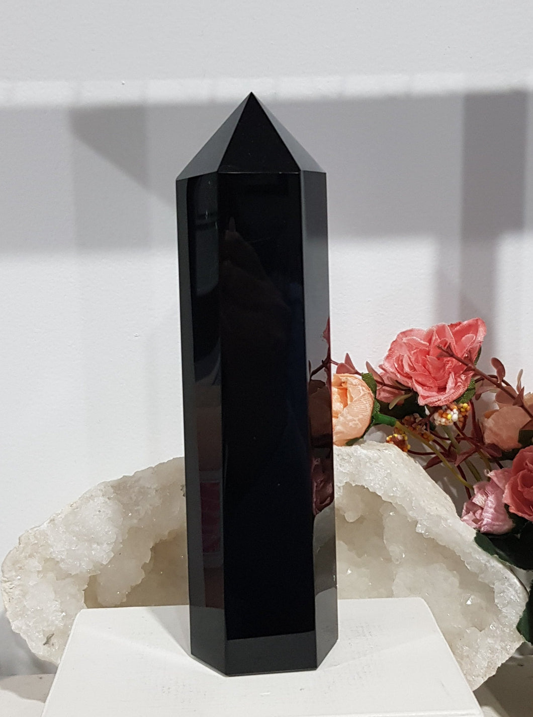 Black Obsidian Crystal Tower 190mm HUGE AND BEAUTIFUL!