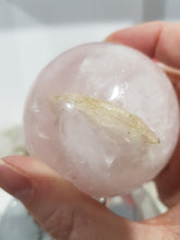 Load image into Gallery viewer, Rose Quartz Sphere On Silver Stand Crystal Carving 65mm 15 INCLUSIONS!
