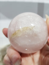 Load image into Gallery viewer, Rose Quartz Sphere On Silver Stand Crystal Carving 65mm 15 INCLUSIONS!
