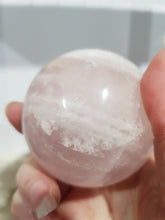 Load image into Gallery viewer, Rose Quartz Sphere On Silver Stand Crystal Carving 65mm 15 INCLUSIONS!
