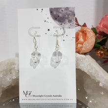 Load image into Gallery viewer, Quartz Crystal Faceted Beaded 10mm Silver Earrings Gemstone E62
