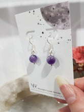 Load image into Gallery viewer, Amethyst Crystal Beaded 8mm Silver Earrings Gemstone E63
