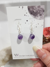 Load image into Gallery viewer, Amethyst Crystal Beaded 8mm Silver Earrings Gemstone E63
