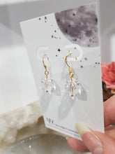 Load image into Gallery viewer, Quartz Crystal Faceted Beaded 10mm Gold Earrings Gemstone E64
