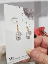 Load image into Gallery viewer, Quartz Crystal Faceted Beaded 10mm Gold Earrings Gemstone E64
