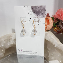 Load image into Gallery viewer, Quartz Crystal Faceted Beaded 10mm Gold Earrings Gemstone E64
