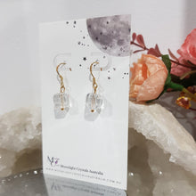 Load image into Gallery viewer, Quartz Crystal Faceted Beaded 10mm Gold Earrings Gemstone E64
