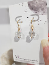 Load image into Gallery viewer, Quartz Crystal Faceted Beaded 10mm Gold Earrings Gemstone E64
