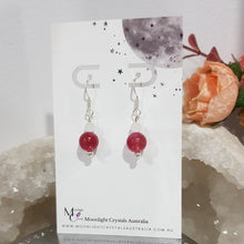 Load image into Gallery viewer, Pink Tourmaline &amp; Quartz Crystal beaded silver 8mm Earrings Gemstone E65
