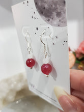 Load image into Gallery viewer, Pink Tourmaline &amp; Quartz Crystal beaded silver 8mm Earrings Gemstone E65
