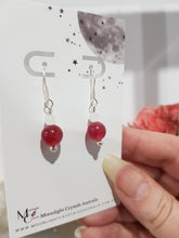 Load image into Gallery viewer, Pink Tourmaline &amp; Quartz Crystal beaded silver 8mm Earrings Gemstone E65
