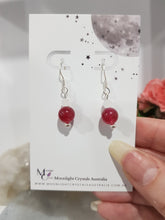 Load image into Gallery viewer, Pink Tourmaline &amp; Quartz Crystal beaded silver 8mm Earrings Gemstone E65
