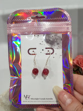 Load image into Gallery viewer, Pink Tourmaline &amp; Quartz Crystal beaded silver 8mm Earrings Gemstone E65
