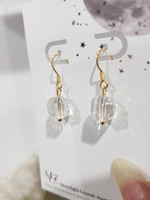 Load image into Gallery viewer, Quartz Crystal Faceted Beaded 10mm Gold Earrings Gemstone E67
