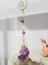 Load image into Gallery viewer, CLARITY / CONCENTRATION / DECISION MAKING - Fluorite Crystal Unicorn Gold Wired Energy Enhancer / Hanger / Sun Catcher 175mm EE38
