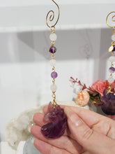 Load image into Gallery viewer, CLARITY / CONCENTRATION / DECISION MAKING - Fluorite Crystal Unicorn Gold Wired Energy Enhancer / Hanger / Sun Catcher 175mm EE38
