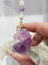 Load image into Gallery viewer, CLARITY / CONCENTRATION / DECISION MAKING - Fluorite Crystal Unicorn Gold Wired Energy Enhancer / Hanger / Sun Catcher 175mm EE38
