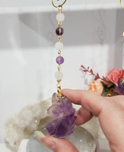 Load image into Gallery viewer, CLARITY / CONCENTRATION / DECISION MAKING - Fluorite Crystal Unicorn Gold Wired Energy Enhancer / Hanger / Sun Catcher 175mm EE38
