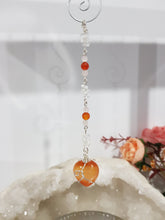 Load image into Gallery viewer, SENSUALITY / CONFIDENCE / MAGIC - Carnelian Crystal Heart Silver Wired Stone Energy Enhancer / Hanger / Sun Catcher 165mm EE20
