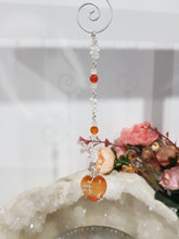 Load image into Gallery viewer, SENSUALITY / CONFIDENCE / MAGIC - Carnelian Crystal Heart Silver Wired Stone Energy Enhancer / Hanger / Sun Catcher 165mm EE20
