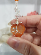 Load image into Gallery viewer, SENSUALITY / CONFIDENCE / MAGIC - Carnelian Crystal Heart Silver Wired Stone Energy Enhancer / Hanger / Sun Catcher 165mm EE20
