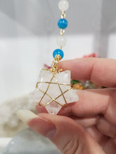 Load image into Gallery viewer, HARMONY / REBALANCE / SPIRITUAL AWARENESS - Quartz Crystal Star Silver Wired Energy Enhancer / Hanger / Sun Catcher 170mm EE67
