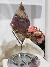 Load image into Gallery viewer, Amethyst Agate Diamond Crystal Carving on Gold Stand stone 165mm 2
