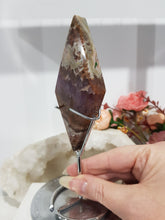 Load image into Gallery viewer, Amethyst Agate Diamond Crystal Carving on Gold Stand stone 165mm 2
