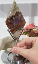 Load image into Gallery viewer, Amethyst Agate Diamond Crystal Carving on Gold Stand stone 165mm 2
