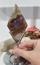 Load image into Gallery viewer, Amethyst Agate Diamond Crystal Carving on Gold Stand stone 165mm 2
