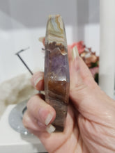 Load image into Gallery viewer, Amethyst Agate Diamond Crystal Carving on Gold Stand stone 165mm 2
