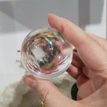 Load image into Gallery viewer, Clear Quartz Crystal Sphere on Gold Stand Stone 55mm 4 LARGE CRYSTAL BALL
