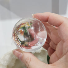 Load image into Gallery viewer, Clear Quartz Crystal Sphere on Gold Stand Stone 55mm 4 LARGE CRYSTAL BALL
