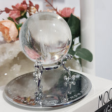 Load image into Gallery viewer, Clear Quartz Crystal Sphere on Silver Stand Stone 50mm 5 CRYSTAL BALL
