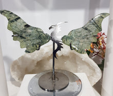 Load image into Gallery viewer, Dragon Wings on Stand Prehnite Crystal Carving Stone stone 135mm 1
