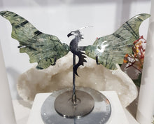 Load image into Gallery viewer, Dragon Wings on Stand Prehnite Crystal Carving Stone stone 135mm 1
