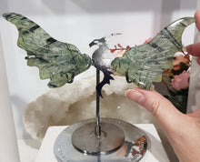 Load image into Gallery viewer, Dragon Wings on Stand Prehnite Crystal Carving Stone stone 135mm 1
