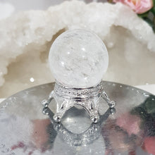 Load image into Gallery viewer, Quartz Sphere Crystal Carving on Silver Stand Stone 30mm 6
