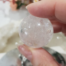 Load image into Gallery viewer, Quartz Sphere Crystal Carving on Silver Stand Stone 30mm 6
