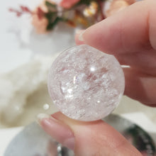 Load image into Gallery viewer, Quartz Sphere Crystal Carving on Silver Stand Stone 30mm 6
