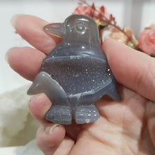 Load image into Gallery viewer, PENGUIN Druzy Agate Crystal Carving Stone 55mm 3
