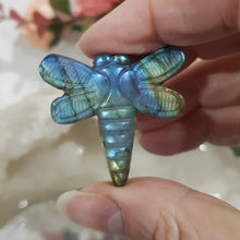 Load image into Gallery viewer, Dragonfly Labradorite Crystal Carving Stone 35mm 2 GREAT FLASH!
