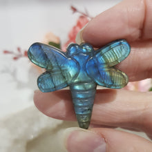 Load image into Gallery viewer, Dragonfly Labradorite Crystal Carving Stone 35mm 2 GREAT FLASH!
